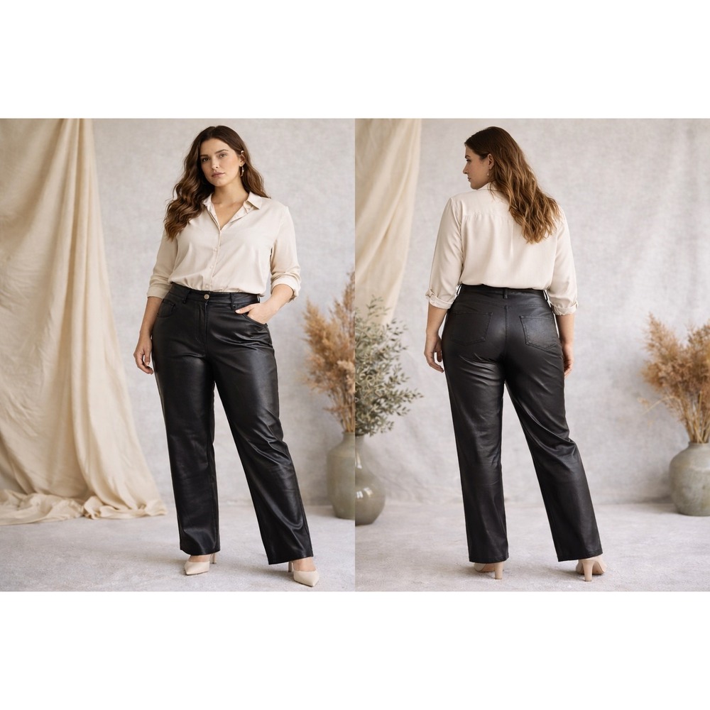 Wilfred‎ Black Faux Leather Pants High Rise Straight Leg Womens Size 14 Western